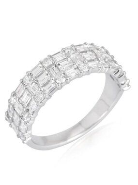 Elegant Cluster Band 14K (or 18k upon request) White Gold Baguette Diamond Ring